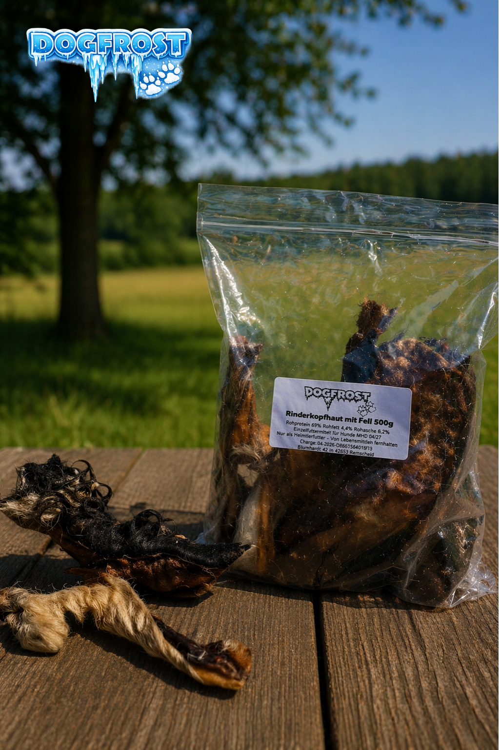 Rinderkopfhaut mit Fell 500g